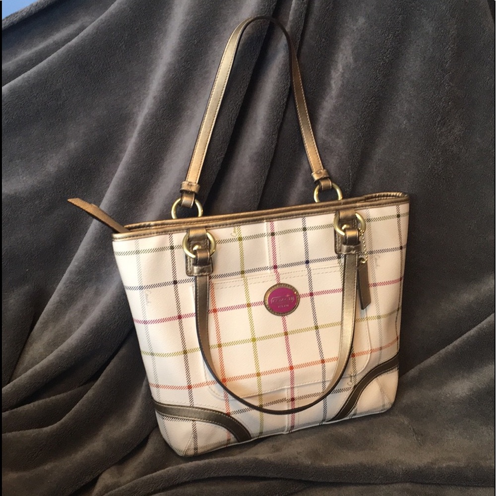 Coach Heritage Tattersall Leather tote bag